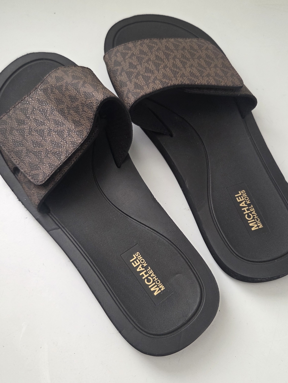 Michael Kors Brown Logo Slide Sandals - Picture 4 of 6